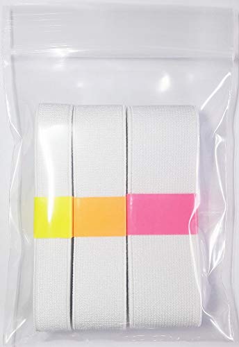 3 Yards 1/2' 3/4' 1' Mixed Size White Flat Elastic Band Sewing Clothing Accessories Nylon Webbing Garment Trousers Costumes Craft DIY (White)